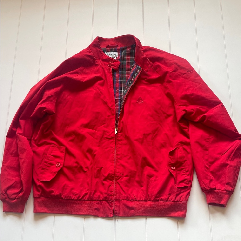 Vintage Izod flannel lined windbreaker jacket ! XL